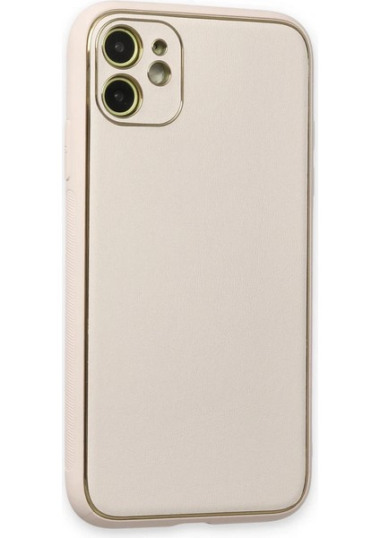 iPhone 12 Kılıf Coco Deri Silikon Kapak - Beyaz