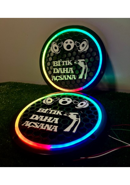 Özel Tasarım Bi Tık Daha Açsana Yazılı 20CM Midrange Hoparlör Kapağı Pixel Kayar Ledli 1takım 2 Adet fiyatları