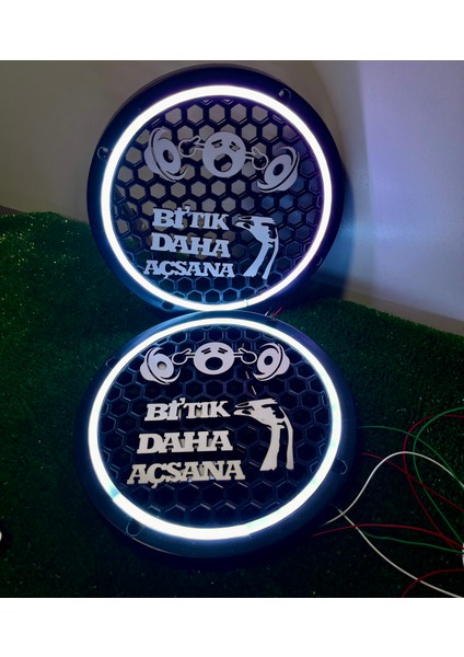 Özel Tasarım Bi Tık Daha Açsana Yazılı 20CM Midrange Hoparlör Kapağı Pixel Kayar Ledli 1takım 2 Adet indirimleri