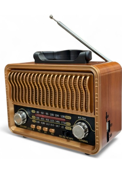 Nostalji Ahşap Görünüm Radyo, Trend Tasarım Eskitme Nostaljik Radyo