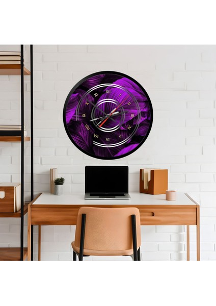 Modern Yuvarlak Kanvas Duvar Saati, Renkli ve Şık Tasarım, 50 cm
