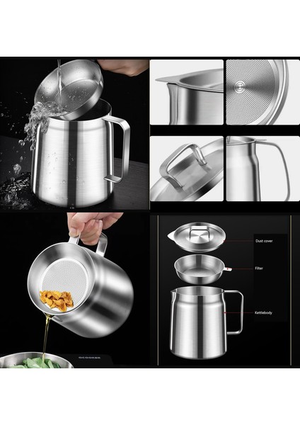 Barista Süt Potu- Filtreli Çok Amaçlı Pot - Yağ Filtresi Profesyonel 304 Paslanmaz Çelik 721828 fırsatları