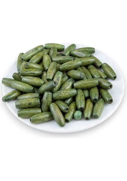 12 mm Arpa Koyu Fıstık Yeşil (22X6 mm) Ahşap Boncuk 35 gr (70 Adet) fiyatları