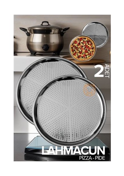 Lahmacun Pizza Pide Pişirme Tepsisi 2 Li Set