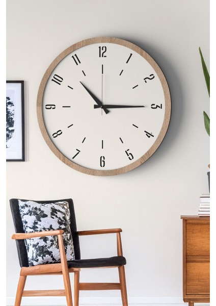 Modern Ahşap Duvar Saati, Siyah-Beyaz Mdf Çerçeve, Sessiz Mekanizma fırsatları