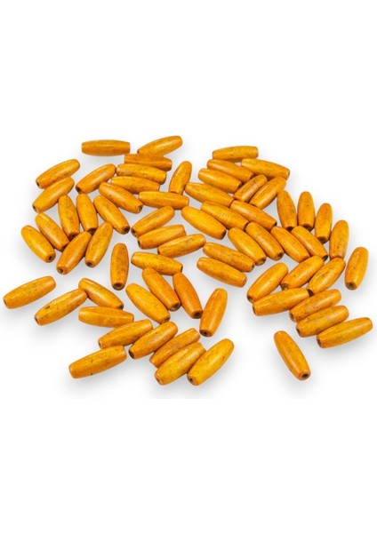 12 mm Arpa Turuncu (22X6 mm) Ahşap Boncuk 35 gr (70 Adet)