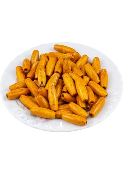 12 mm Arpa Turuncu (22X6 mm) Ahşap Boncuk 35 gr (70 Adet)