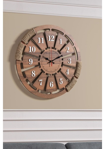 Ahşap Büyük Duvar Saati 60X60, Beyaz Rakamlı, Şık ve Modern Tasarım fiyatları