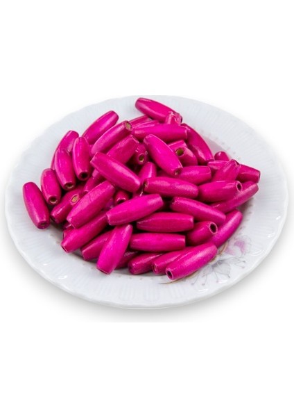 12 mm Arpa Fuşya (22X6 mm) Ahşap Boncuk 35 gr (70 Adet) fiyatları