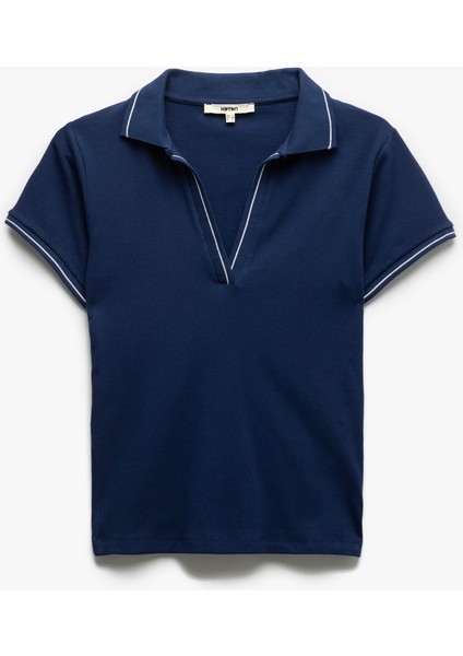Yeni Sezon Pamuklu Slim Fit Çizgili Kısa Kollu Polo Yaka Tişört modelleri
