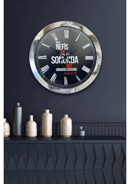 Şık 36 cm Krom Metal Söz Duvar Saati, Zarif ve Modern Tasarım fiyatları