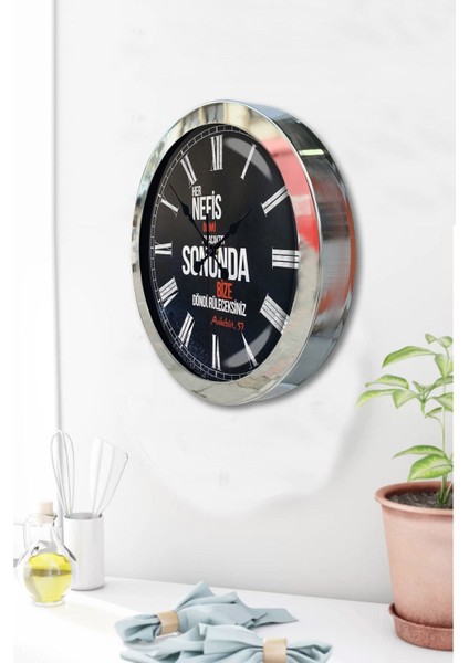 Şık 36 cm Krom Metal Söz Duvar Saati, Zarif ve Modern Tasarım modelleri