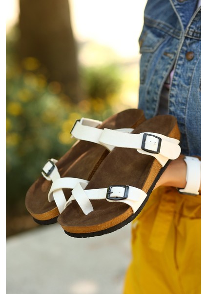 Opil Beyaz Nubuk Terlik - Lisinya modelleri