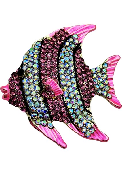 Mercan Işıltılı Pembe Balık Broş