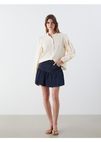 Yeni Sezon Standart Fit Firfirli Mini Jean Etek - S5OY88Z8