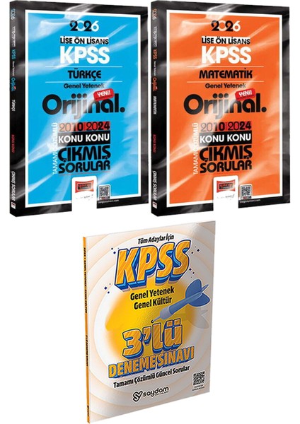 2026 Kpss Lise-Önlisans Türkçe Matematik Orijinal 2010-2024 Konu Konu Çıkmış Sorular + 3 Deneme