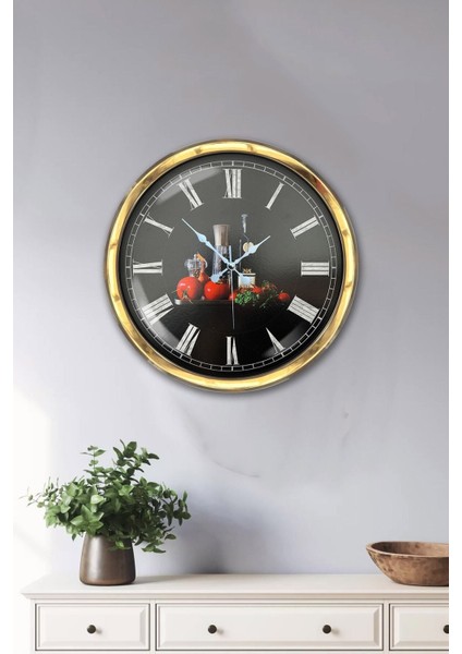 Şık 40 cm Metal Mutfak Duvar Saati, Modern Tasarım ve Altın Renk Seçeneği