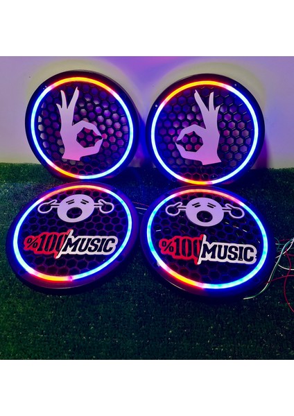 4 Adet 20 cm Pixel Kayar Ledli Midrange Kapağı Seti Özel Üretim Tasarımlı 358 Modlu 12 Renkli