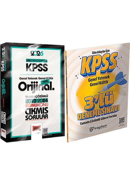 2026 Kpss Lise-Ortaöğretim Gk-Gy Orijinal 2010-2024 Konu Konu Çıkmış Sorular + 3lü Deneme Hediye