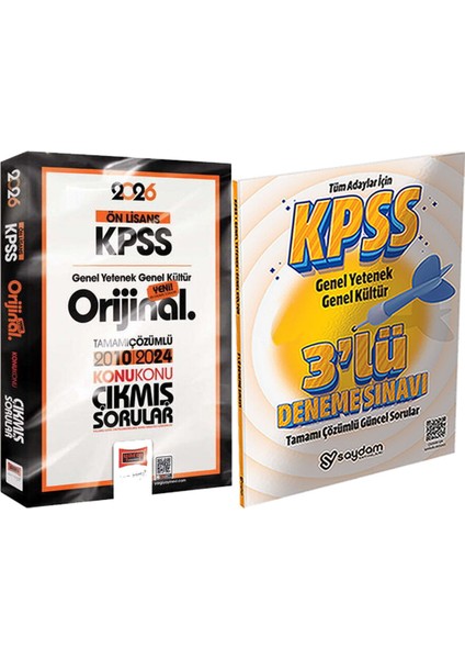 2026 Kpss Ön Lisans Gk-Gy Orijinal 2010-2024 Konu Konu Çıkmış Sorular + 3lü Deneme Hediye