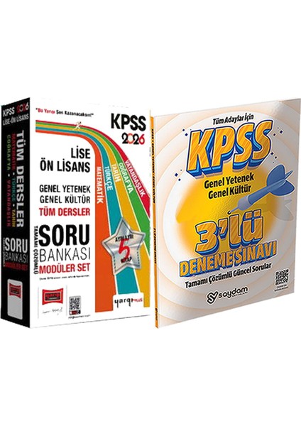 2026 Kpss Lise Ön Lisans Gk-Gy Tüm Dersler Çözümlü Modüler Soru Seti (5 Kitap) + 3lü Deneme Hediye