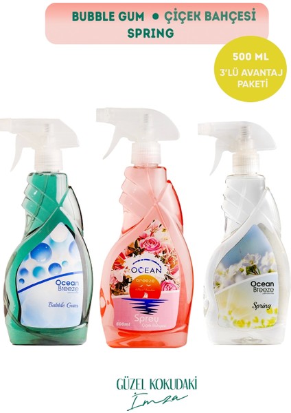 Magnesia Oda/ortam Spreyi (Bubble,çiçek Bahçesi,spring) 500ML Avantajlı 3lü Set