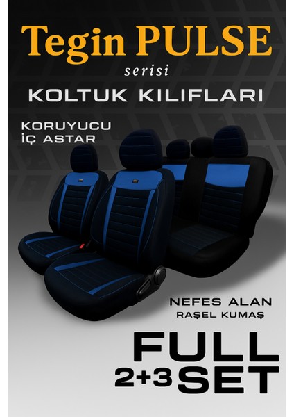 Seat Mii 2011–2021 Pulse Serisi Raşel Siyah Mavi Koltuk Kılıfı