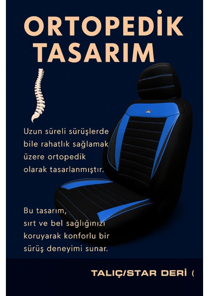 Dacia Logan 2004–2012 Pulse Serisi Raşel Siyah Mavi Koltuk Kılıfı
