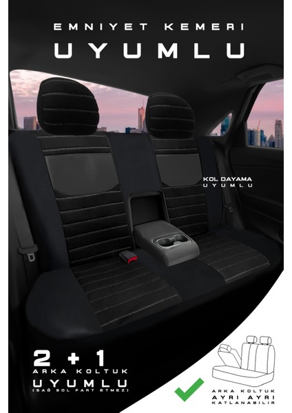 Mini Coupe (2 Kapı) 2011–2015 Pulse Serisi Raşel Siyah Koltuk Kılıfı