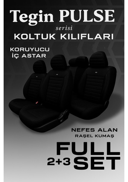 Mini R50 (Ilk Bmw Üretimi 3 Kapı) 2001–2006 Pulse Serisi Raşel Siyah Koltuk Kılıfı