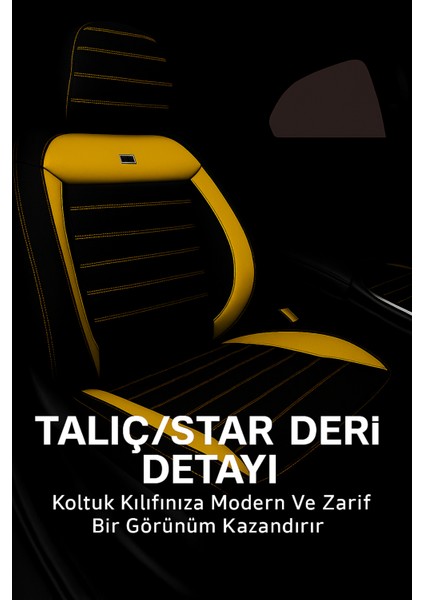 Cupra Leon 2020–SONRASI Pulse Serisi Raşel Siyah Sarı Koltuk Kılıfı
