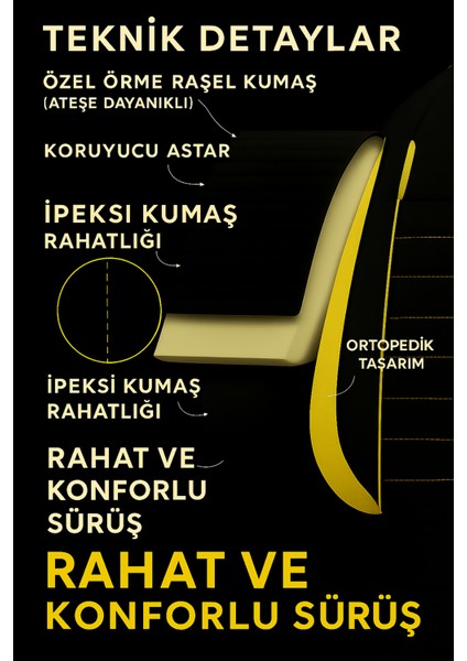 Dacia Dokker 2013-2015 Pulse Serisi Raşel Siyah Sarı Koltuk Kılıfı
