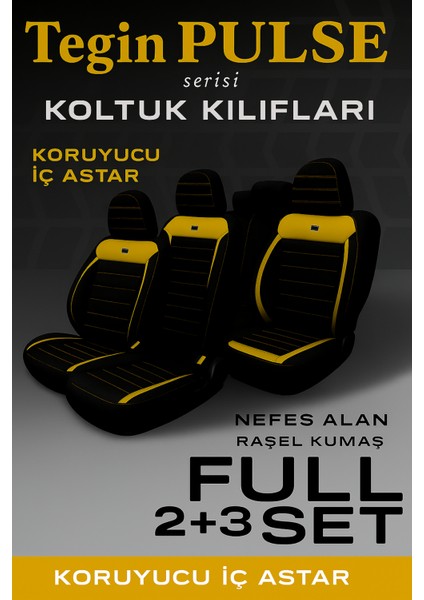 Dacia Dokker 2013-2015 Pulse Serisi Raşel Siyah Sarı Koltuk Kılıfı