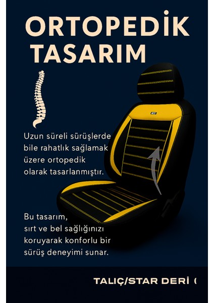 Dacia Dokker 2013-2015 Pulse Serisi Raşel Siyah Sarı Koltuk Kılıfı