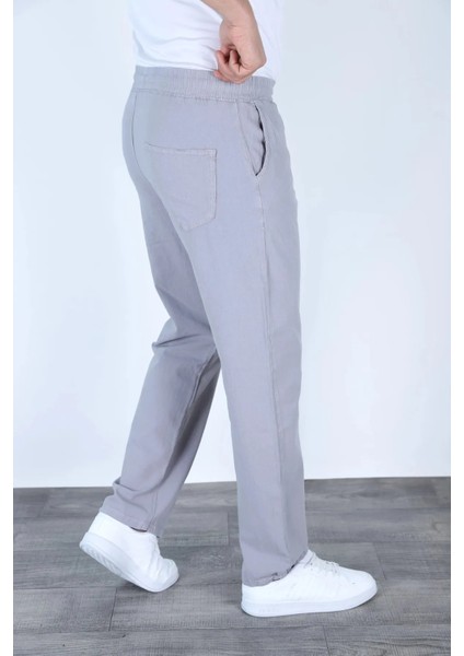 Baggy Keten Pantolon Jogger Gri modelleri