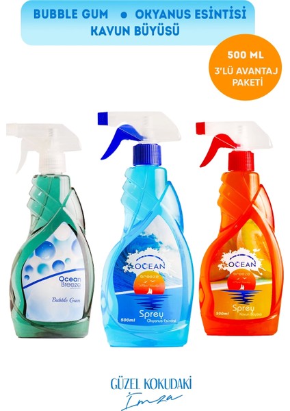 Magnesia Oda/ortam Spreyi (Bubble,okyanus,kavun) 500ML Avantajlı 3lü Set