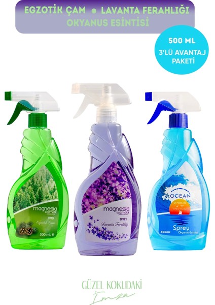 Magnesia Oda/ortam Spreyi (Çam,lavanta,okyanus) 500ML Avantajlı 3lü Set