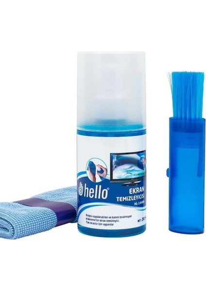 HL-14408 Sprey + Fiber Bez + Fırça 200 Ml. LCD Ekran Temizleme Seti