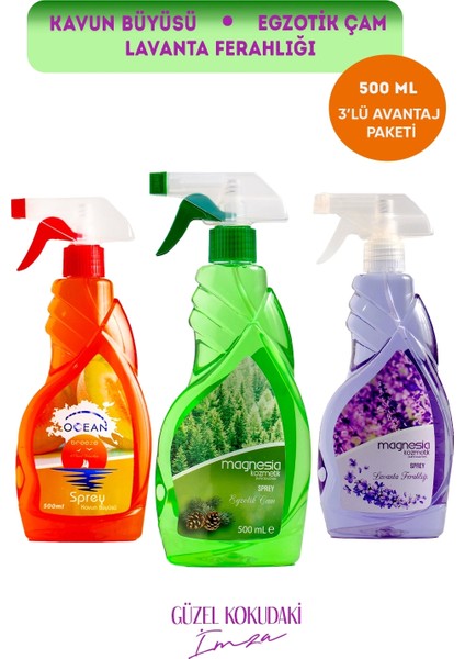 Magnesia Oda/ortam Spreyi (Kavun,çam.lavanta) 500ML Avantajlı 3lü Set