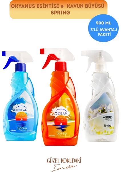 Magnesia Oda/ortam Spreyi (Kavun,spring,okyanus) 500ML Avantajlı 3lü Set