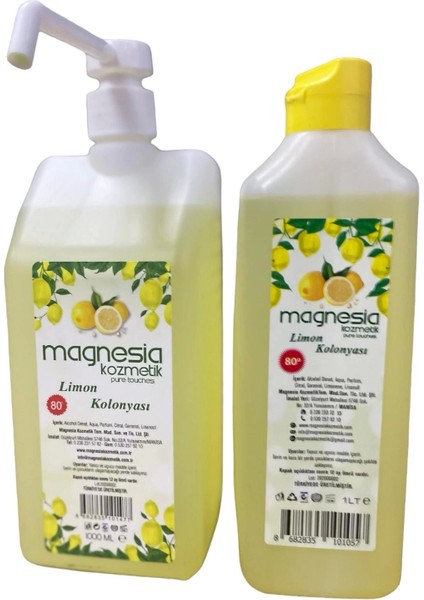 Magnesia Limon Kolonyası 80C 2'li Set (1lt.atomizer POMPA+900ML Yedek Çanta)