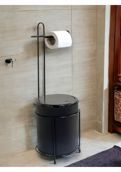 Metal Çöp Kovalı Banyo Wc Kağıtlık - Tuvalet Kağıtlığı Siyah fiyatları