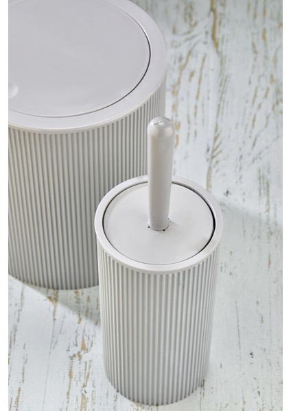 Plastik Line 2 Parça Yuvarlak Banyo Seti - Çöp Kovası Wc Fırçası Set Gri Ahmet Havan / Istoç 10.ada indirimleri