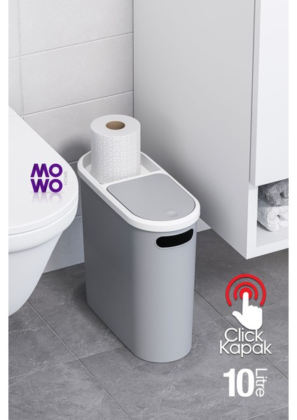 Tr Click 10 Lt Çöp Kovası Gri, Mutfak, Banyo, Tuvalet Çöp Kutusu Plastik Banyo 10 L 14 x 30 Gri