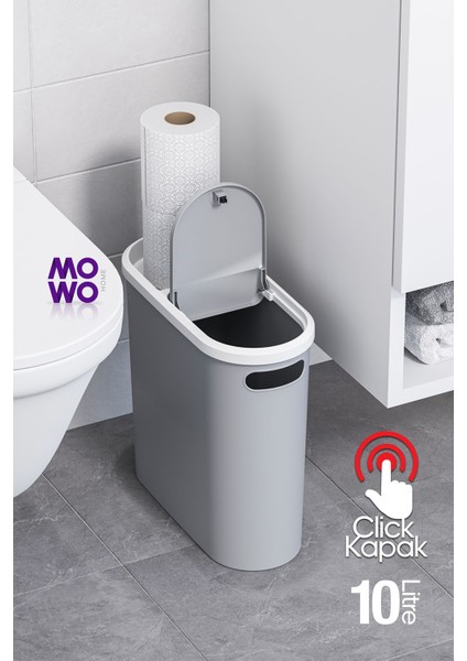 Tr Click 10 Lt Çöp Kovası Gri, Mutfak, Banyo, Tuvalet Çöp Kutusu Plastik Banyo 10 L 14 x 30 Gri fiyatları