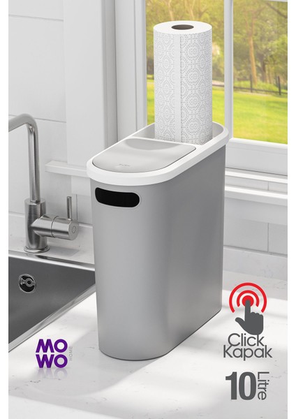 Tr Click 10 Lt Çöp Kovası Gri, Mutfak, Banyo, Tuvalet Çöp Kutusu Plastik Banyo 10 L 14 x 30 Gri fırsatları