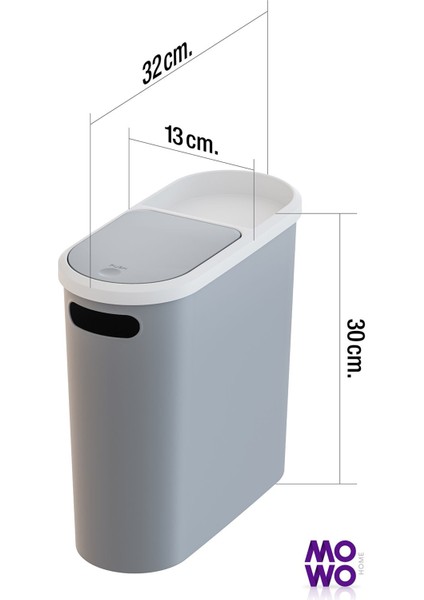 Tr Click 10 Lt Çöp Kovası Gri, Mutfak, Banyo, Tuvalet Çöp Kutusu Plastik Banyo 10 L 14 x 30 Gri indirimleri