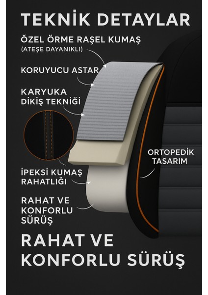Audi A-4 2001-2004 Natura Serisi Raşel Gri Siyah Koltuk Kılıfı