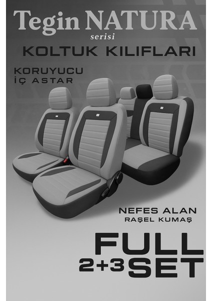 Audi A-4 2001-2004 Natura Serisi Raşel Gri Siyah Koltuk Kılıfı