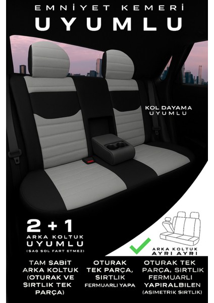 Audi A-4 2001-2004 Natura Serisi Raşel Gri Siyah Koltuk Kılıfı